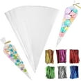 thumbnail image 1 of Cone Cellophane Bags,100 Pcs 13*25Cm Cello Clear Cone Shaped Treat Bags With Twist Ties, Plastic Cone Bags Triangle Bags For Popcorn Favor Candy, 1 of 6