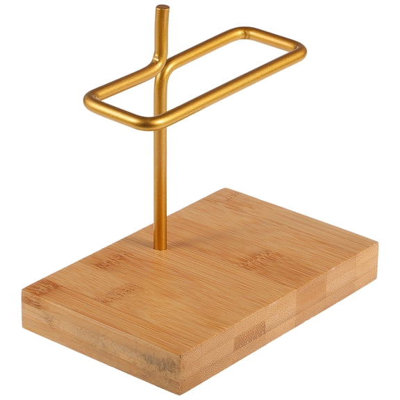 Cone Coffee Filter Holder Storage Bamboo Base with Stainless Steel Rack for Coffee Filter Paper Storage