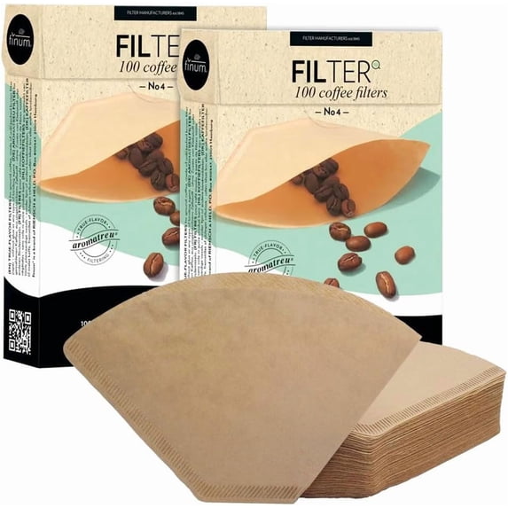 Cone Coffee Filters #4 – Unbleached Natural Paper, 200 Count (2 x 100), Fits 8–12 Cup Drip Coffee Makers, Biodegradable Coffee Filter Paper