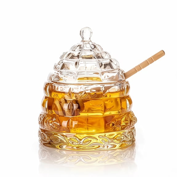 Cone Shaped Glass Honey Pot Perfect For Kitchen Organization