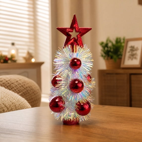 Ab Topper Cone-Shaped Mini Christmas Tree with Star Topper, Tabletop Ornament for ...