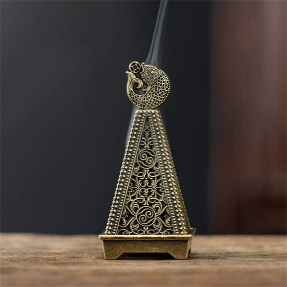 Cone-Shaped Pagoda Incense Burner, Metal Copper Alloy Aroma Diffuser With Intricate Openwork Patterns And Carp-Patterned Top Decoration, Designed For Household Room Use, Tea
