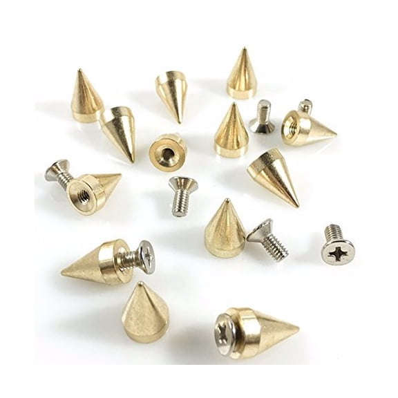 Cone Spikes 5/8" Tall Metal Screwback Gold Finish 25 Pieces