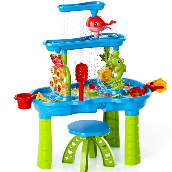 ConeWhale Kids Sand Water Table , 3-Tier Sand and Water Activity Sensory Play Toys for Toddlers Kids Boys Girls Ages 3-12