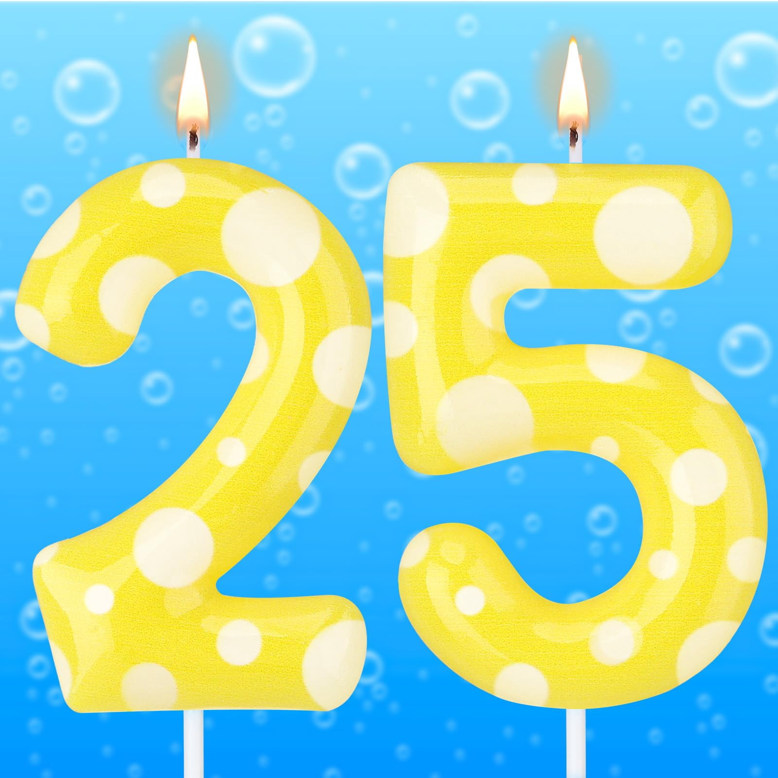 Conelist Sponge Birthday Number Candle Cute Yellow MDH1Themed Dot Print ...