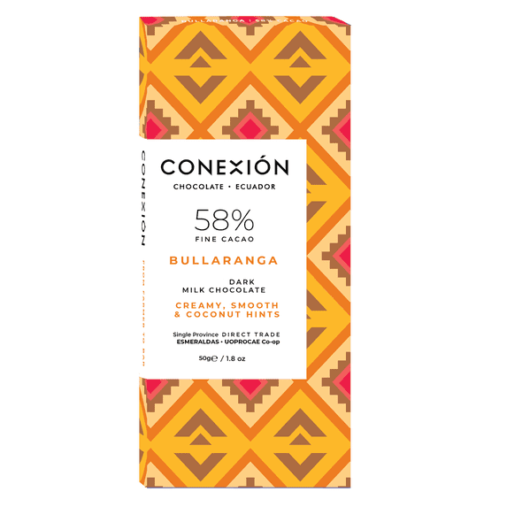 Conexion Chocolates - 58% Vegan Dark Chocolate - 1.8oz per bar - 4 Pack