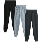 CONEY ISLAND Girls Sweatpants - 3 Pack Athletic Soft Fleece Jogger Sweatpants with Pockets (4-16)
