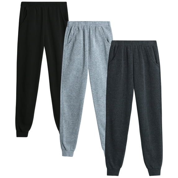 Coney Island Girls Sweatpants - 3 Pack Athletic Soft Fleece Jogger Sweatpants with Pockets (4-16)
