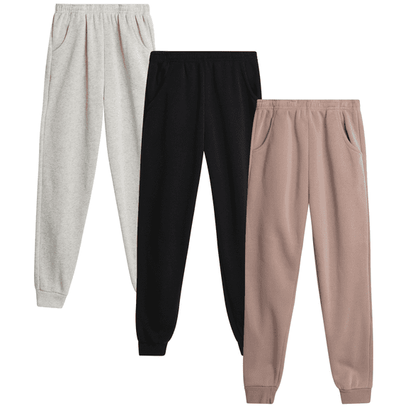 Coney Island Girls Sweatpants - 3 Pack Athletic Soft Fleece Jogger Sweatpants with Pockets (4-16)