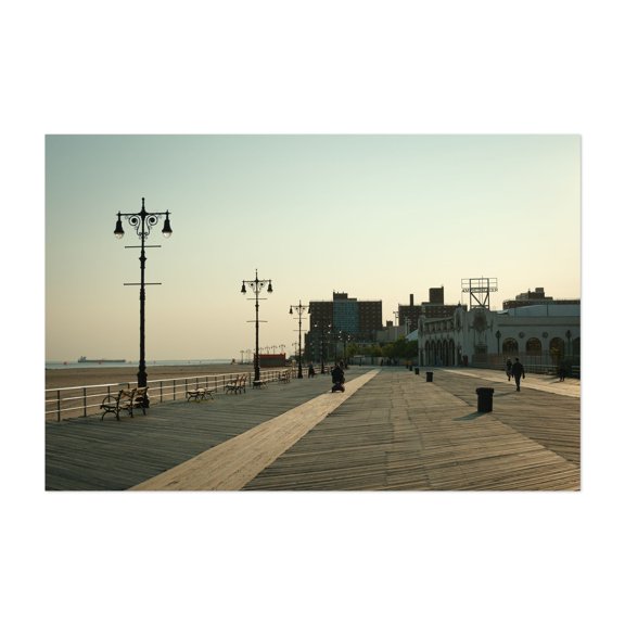 Coney Island Boardwalk, Brooklyn 02 - Brooklyn New York Photography Boardwalk Beach Architecture Sunset Coastal Vintage City Unframed Wall Art Print 4 x 6 inches