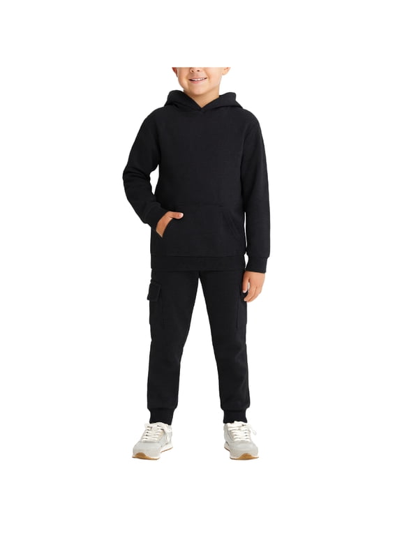 Boys Sweatsuit Set Breathable Soft Fleece Hoodie Sweatshirt & Cargo Sweatpants 2 Piece