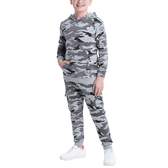 Coney Island Boys Sweatsuit Set - 2 Piece Soft Fleece Hoodie Sweatshirt & Cargo Sweatpants (8-16)