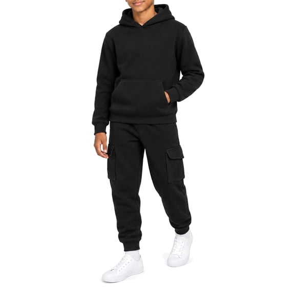 Coney Island Boys Sweatsuit Set Breathable Soft Fleece Hoodie Sweatshirt & Cargo Sweatpants 2 Piece