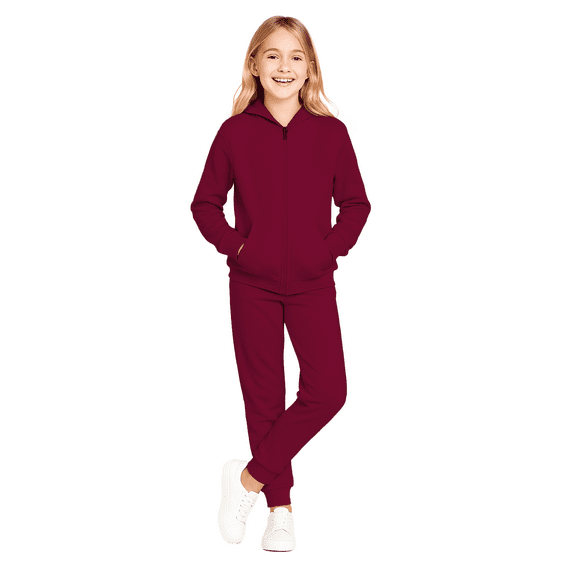 Coney Island Girls Sweatsuit Set - 2 Piece Cozy Soft Fleece Zip Up Hoodie and Girls Joggers Set (Size: 7-16)
