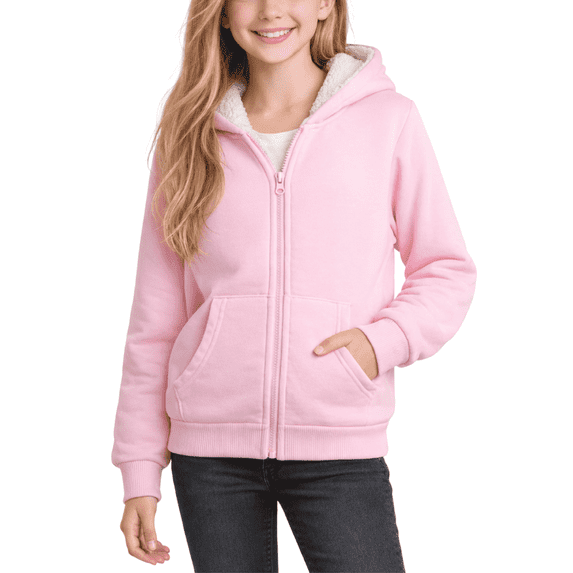 Coney Island Girls Hoodie Cozy Soft Fleece Sherpa Lined Zip Up Hoodie Sweatshirt with Pockets