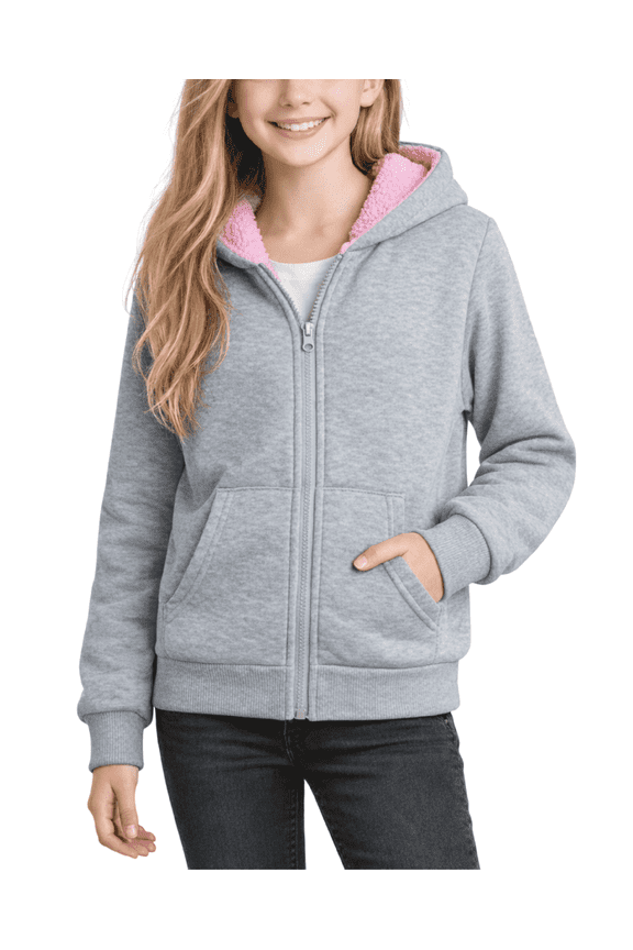 Girls Hoodie Cozy Soft Fleece Sherpa Lined Zip Up Hoodie Sweatshirt with Pockets