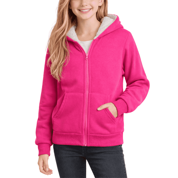 Coney Island Girls Hoodie Cozy Soft Fleece Sherpa Lined Zip Up Hoodie Sweatshirt with Pockets