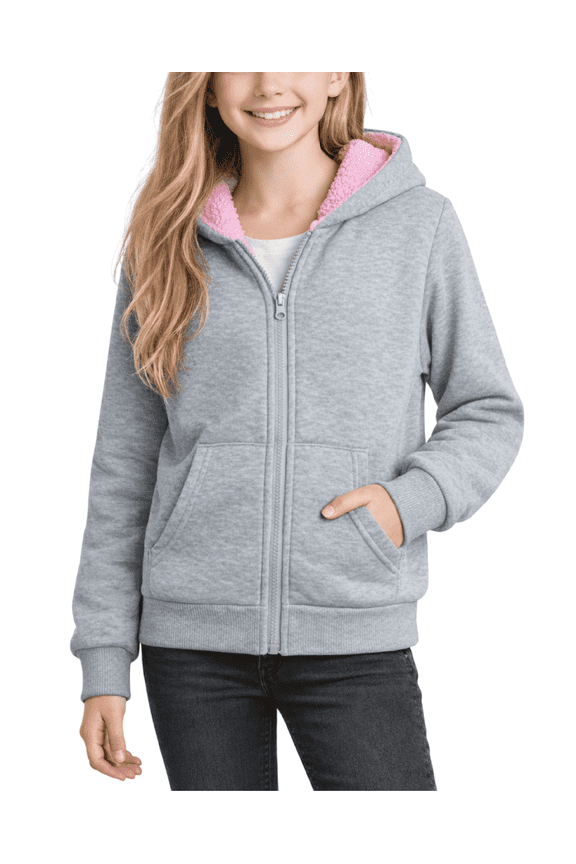 Girls Hoodies Cozy Soft Fleece Sherpa Lined Hoodie Zip up Sweatshirt for Girls
