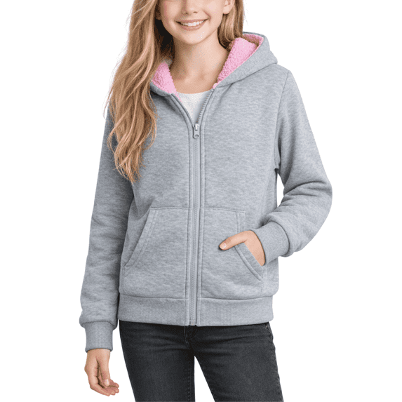 Coney Island Girls Hoodie - Cozy Soft Fleece Sherpa Lined Hoodie Zip Up Sweatshirt for Girls (4-16)