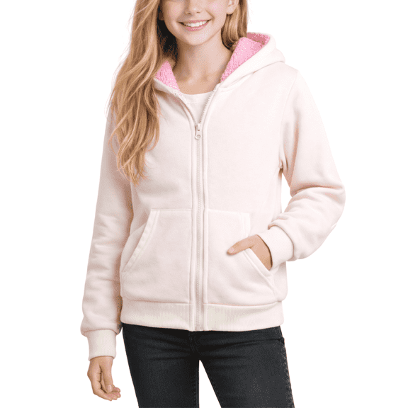Coney Island Girls Hoodie Cozy Soft Fleece Sherpa Lined Zip Up Hoodie Sweatshirt with Pockets