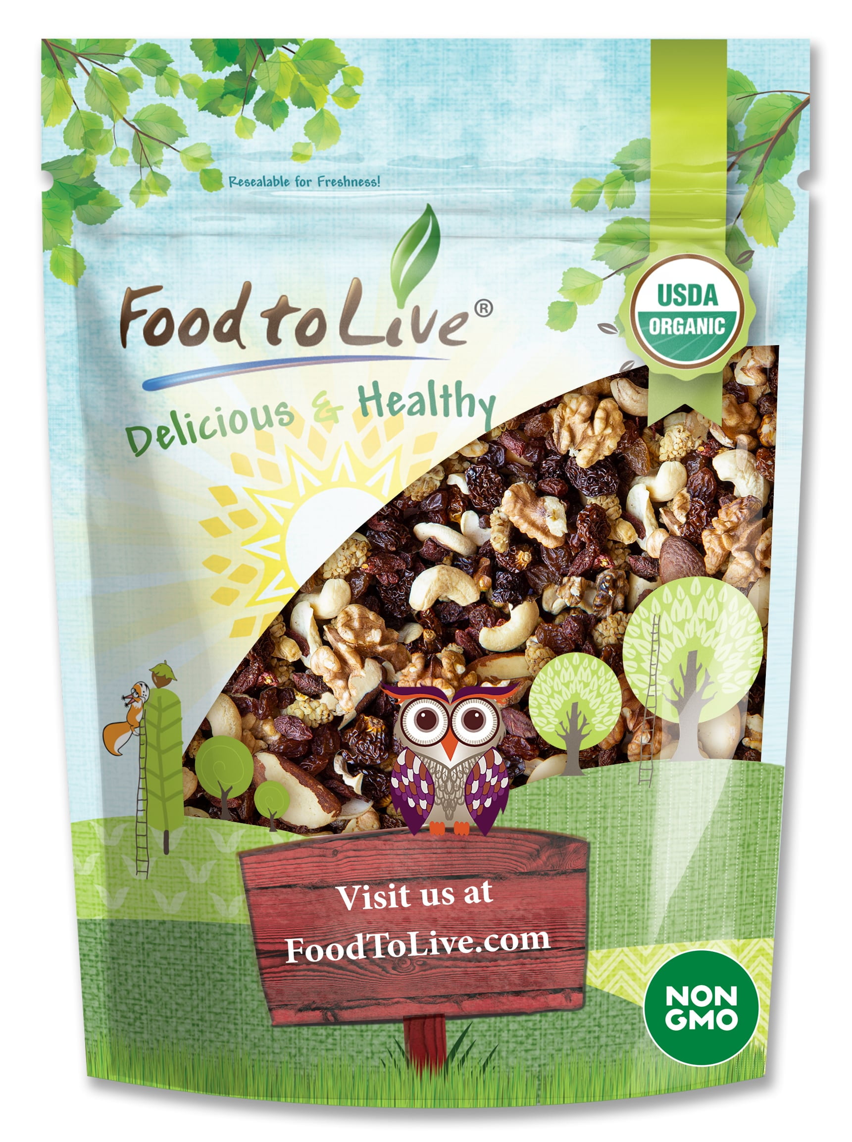 Coney Island Organic Nut and Berry Mix, 4 Pounds — Non-GMO, Raw, Vegan — by Food to Live