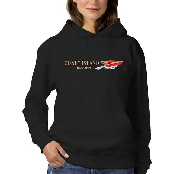 Coney Island Sailing Boat Banner Hoodie Women -Image by Shutterstock, Female Small