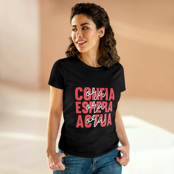 Confía, Ora, Espera, Actúa T-Shirt for Women's Midweight Cotton Tee