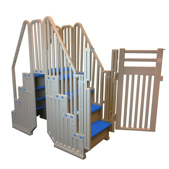 Confer Above Ground Pool Entry System with Blue Treads, Plastic Stairs ...