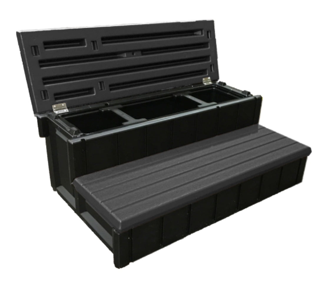 Black 36" Spa Step with Removable Storage Compartment