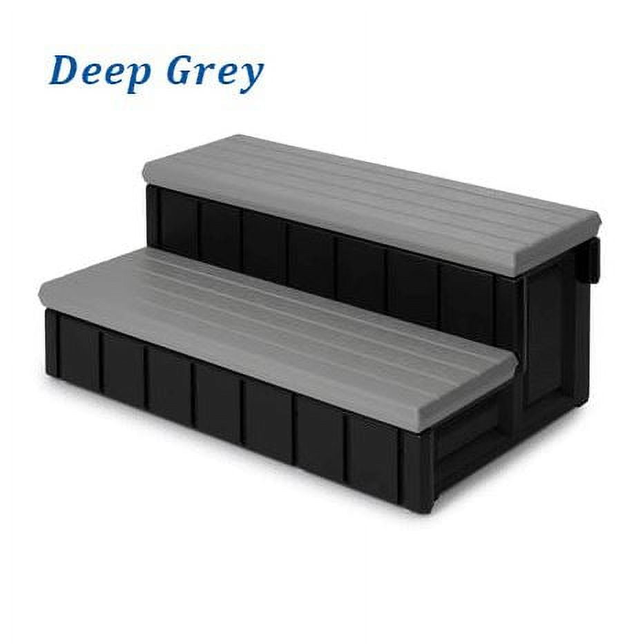 Deep Gray Weather-Resistant Two-Tier Spa Step for Hot Tub