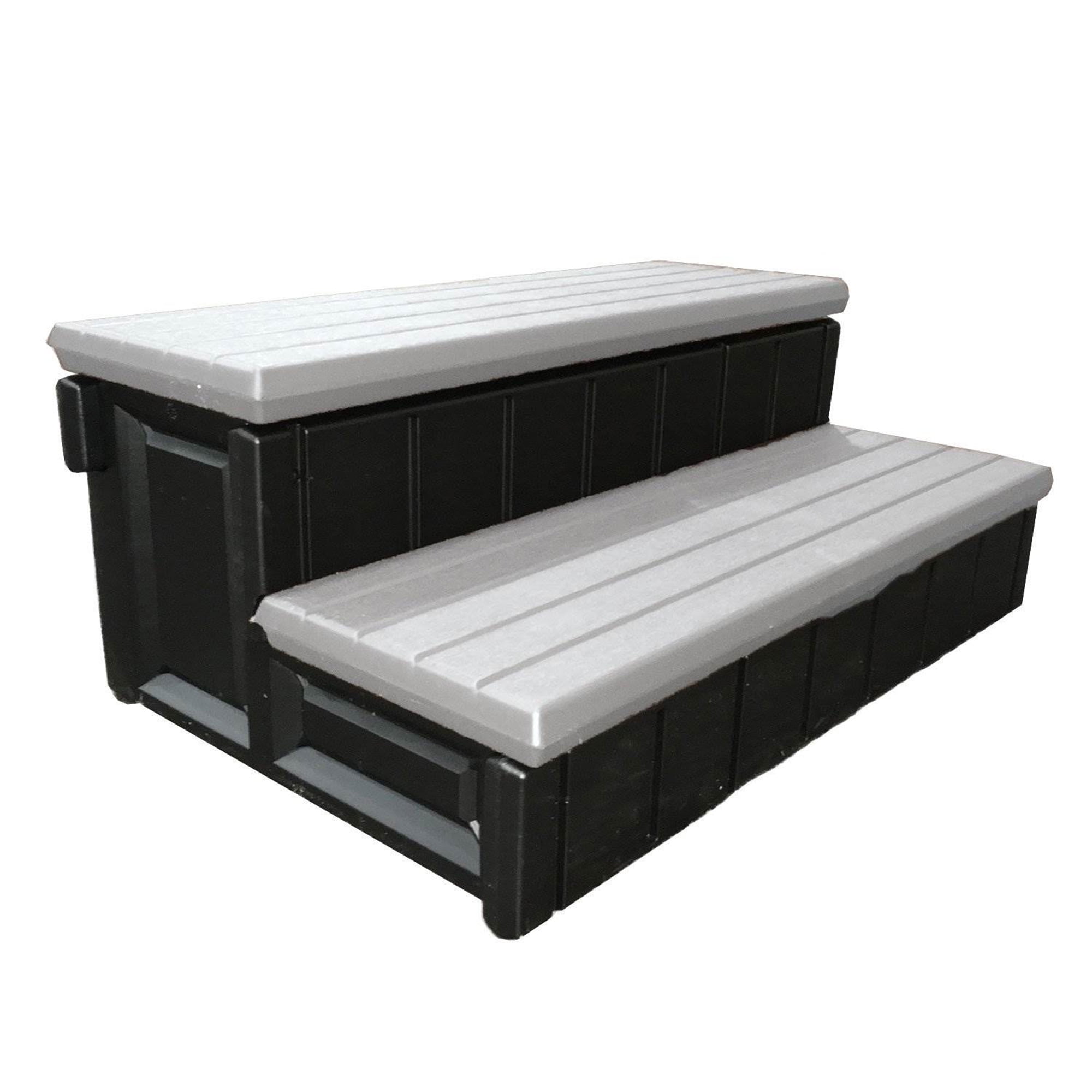 Gray and Black Resin Spa Storage Step with 300lb Capacity