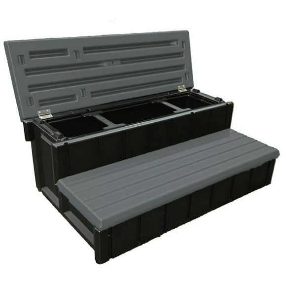 Confer Plastics Leisure Accents Outdoor Spa Hot Tub Storage Steps,Deep Gray