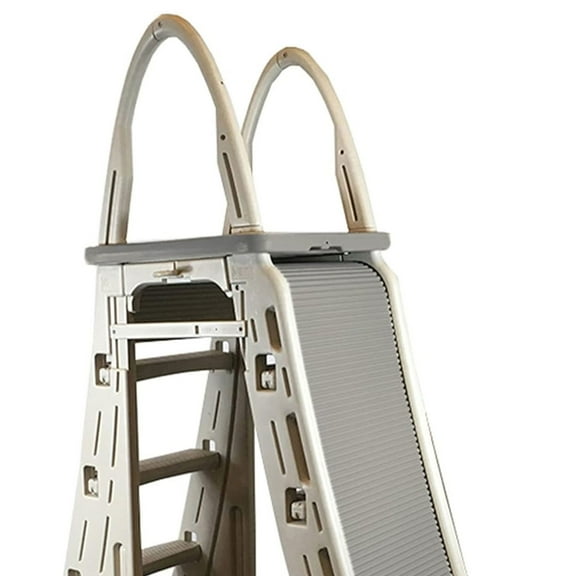 Confer Plastics Roll-Guard Adjustable A-Frame Pool Safety Ladder, Warm Gray