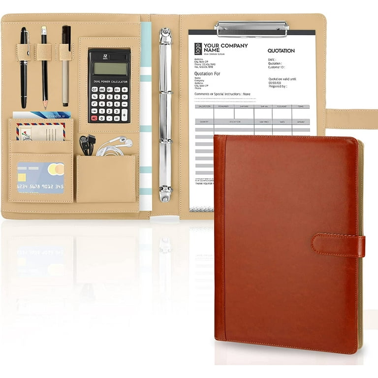 12.9x9.6in A4 Leather Business Padfolio Portfolio Folder Magnetic Clipboard  Conference Folders Document Card Organizer Office - AliExpress
