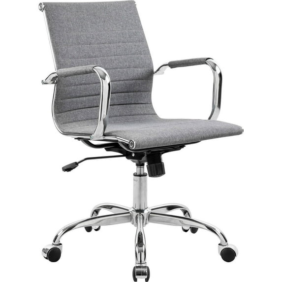 Interion Conference Room Chair with Mid Back & Fixed Arms Fabric Gray