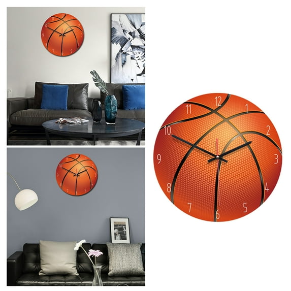 Clispeed Acrylic Hanging Clock Orange Simple Round Design for Indoor and Outdoor Decoration