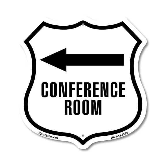 Conference Room Left 12 inch X 12 inch Shield-Shaped Rust-Free Aluminum Metal Sign Weather Resistant Made in the USA