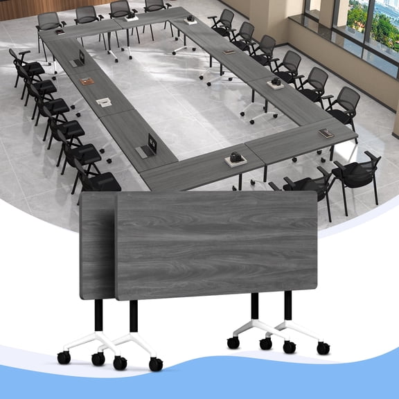 Conference Room Table Folding with Wheels Nesting Heavy Duty 47.2"L×23.6"W for Office Classroom Grey, 2PCS