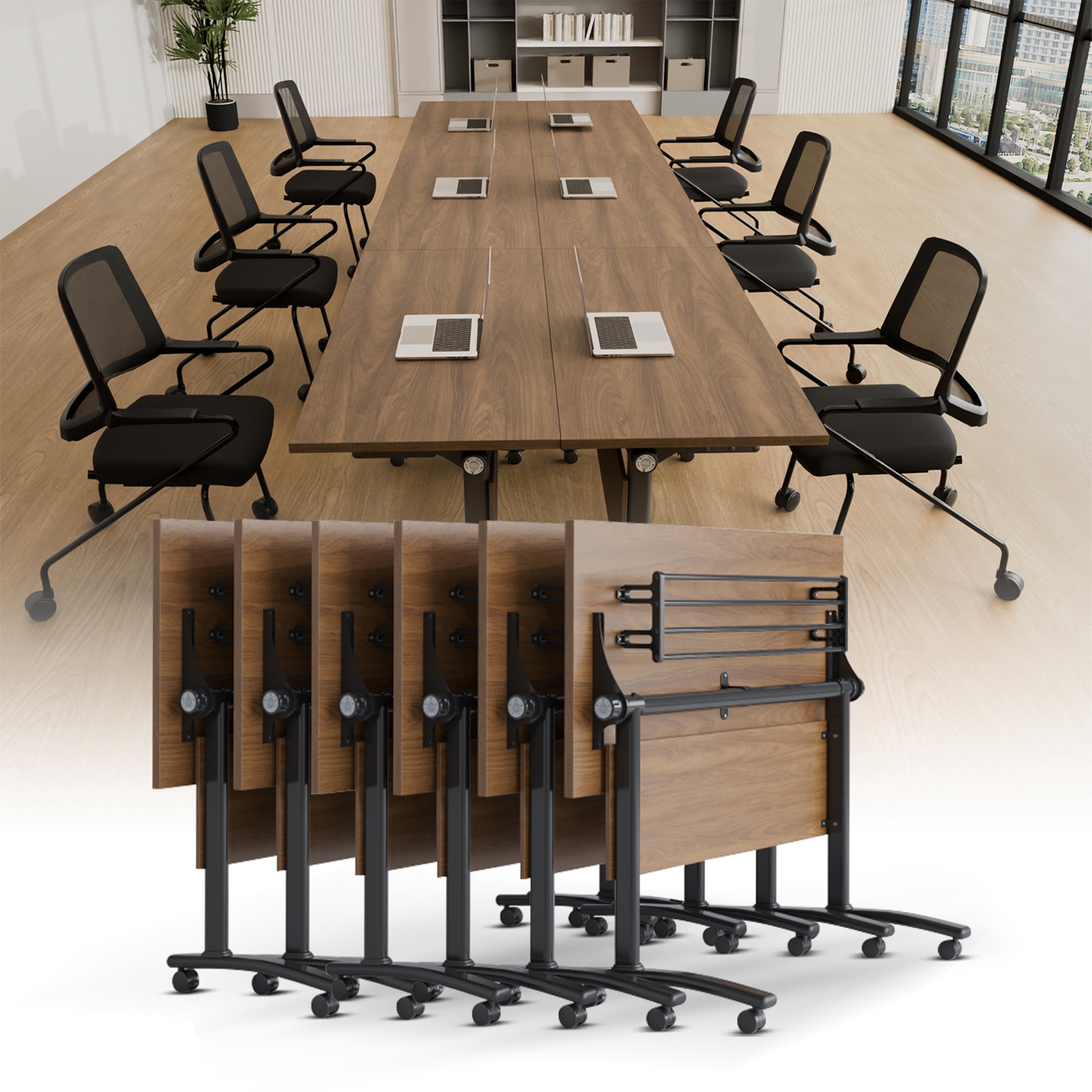Conference Room Table with Wheels Mobile Folding Training Table Modular ...