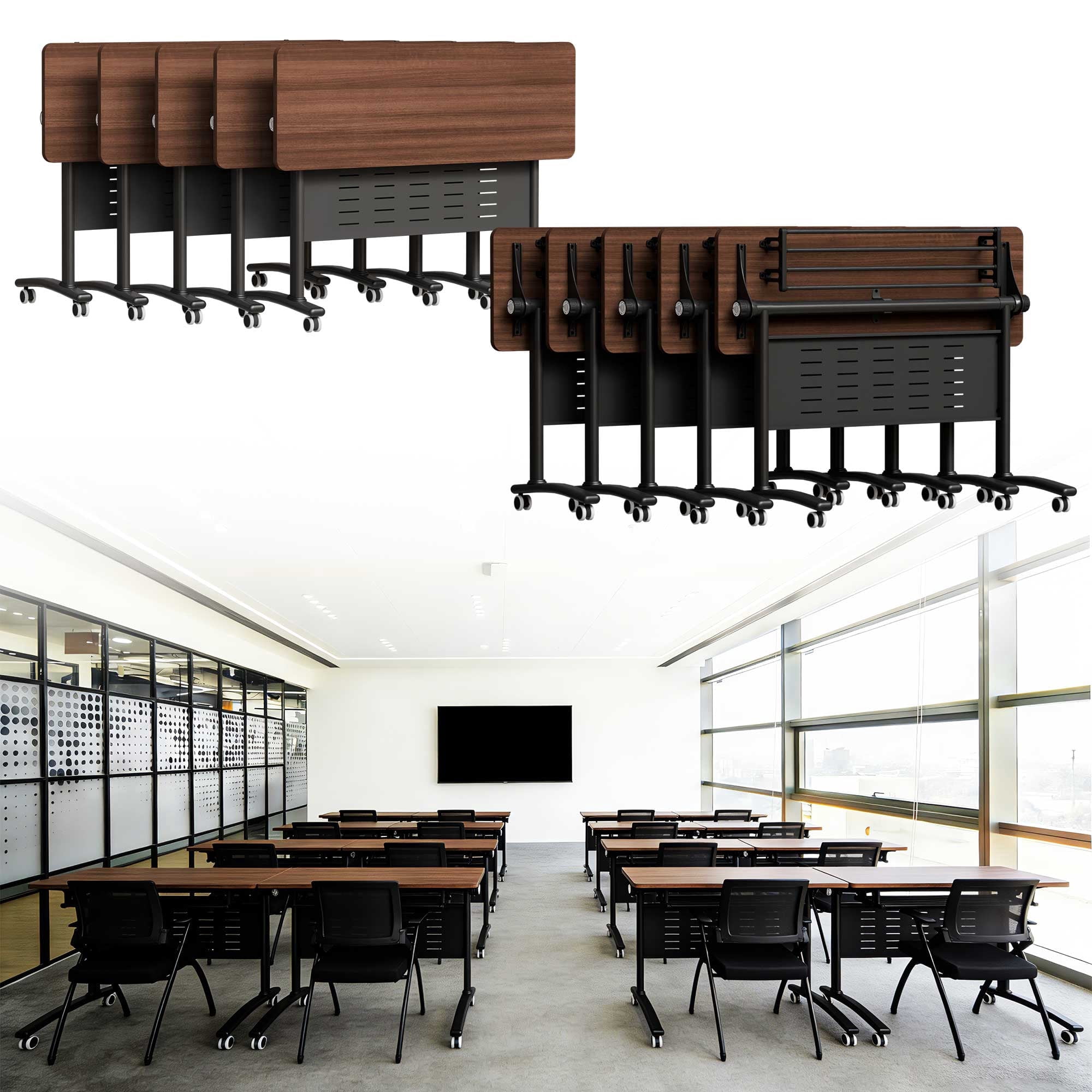 Conference Table,10PC Folding Flip Top Conference Room Tables, Mobile ...