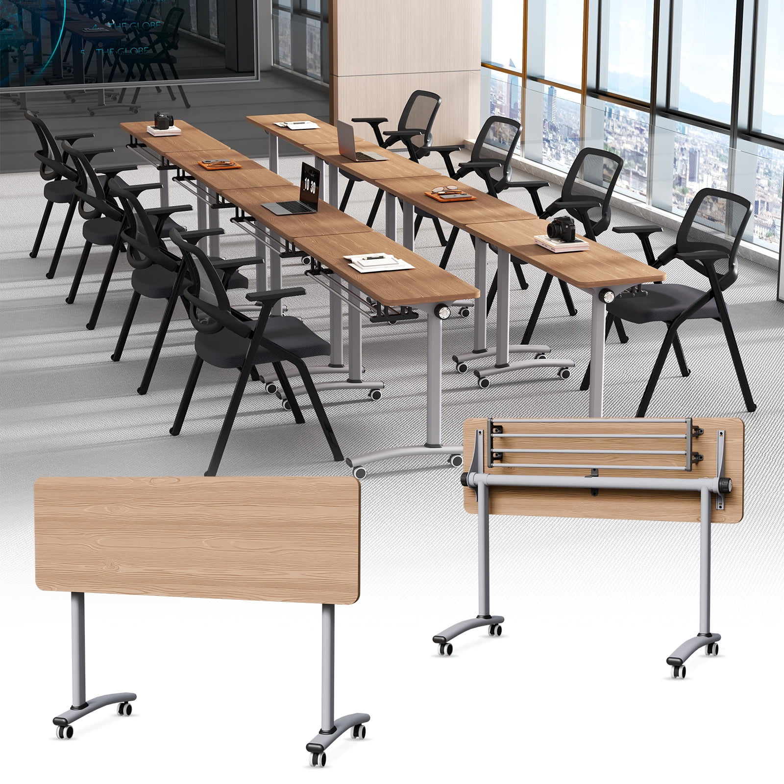Conference Table, 2PC Folding Flip Top Conference Room Tables, Mobile ...