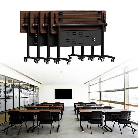Conference Table,4PC Folding Flip Top Conference Room Tables, Mobile Office Meeting Desk with Wheels, Modern Space-Saving Seminar Table for Classroom, Office,Training Room