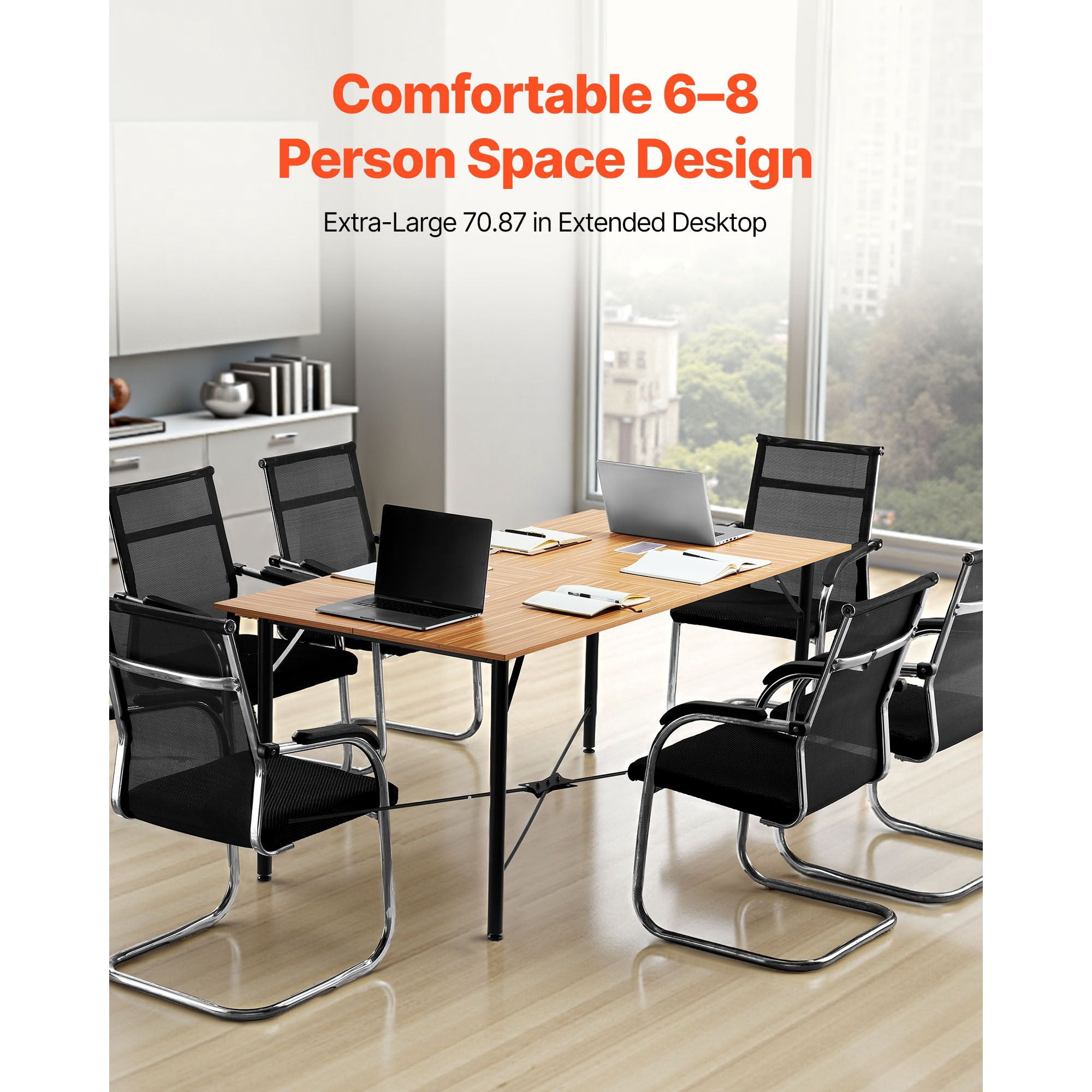 Conference Rm Rectangular Table Conference Table, 6 ft Office Meeting Table for 6-8 People, Rectangle ...
