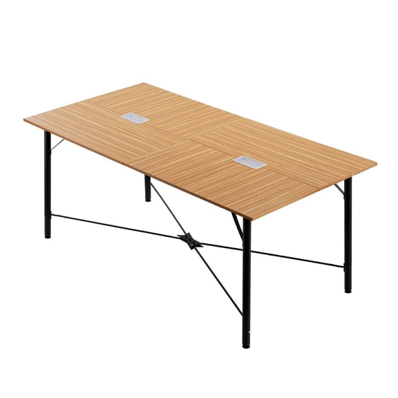 Conference Table 6ft, Office Meeting Table for 6-8 Person, Rectangle Seminar Desk with Metal Legs, Modern Boardroom Table for Office, Easy Assembly, Brown