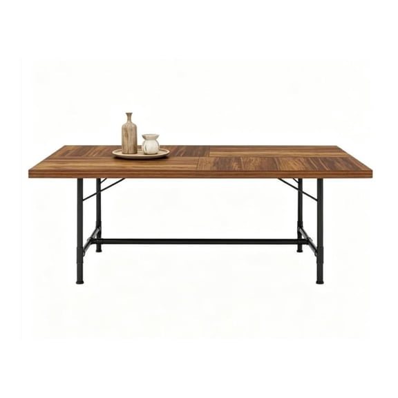 Conference Table 70.8" Rectangle, 6FT Boardroom Desk for Office, Industrial Style Meeting Table for Training Rooms, Rustic Brown & Black Metal Frame