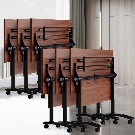 Conference Table with Wheels Flip Top Mobile Training Table Heavy Duty Spliceable Meeting Table for Offic
