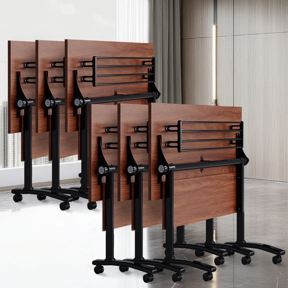 Conference Table with Wheels Flip Top Mobile Training Table Heavy Duty Spliceable Meeting Table for Office