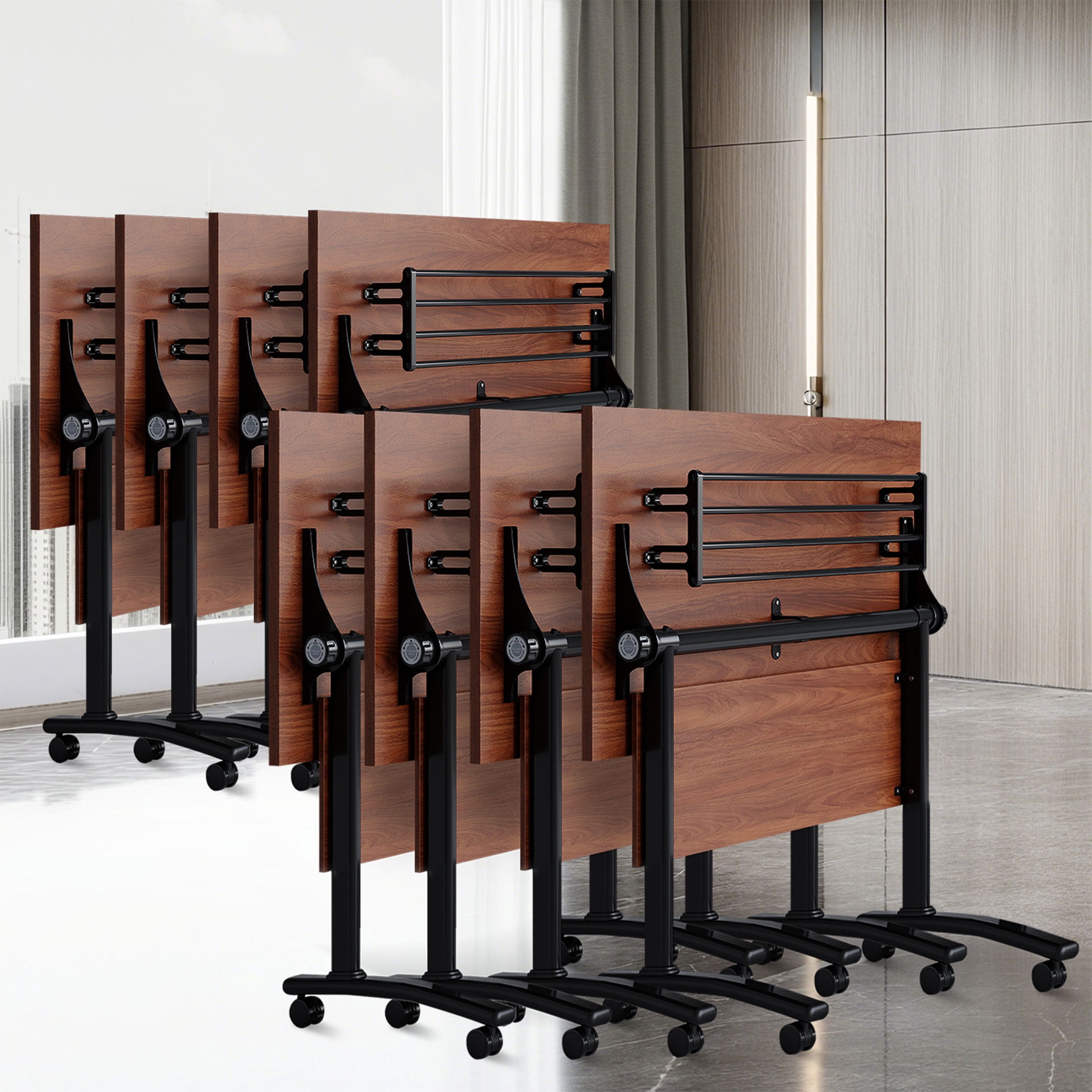 Conference Table with Wheels Flip Top Mobile Training Table Heavy Duty ...