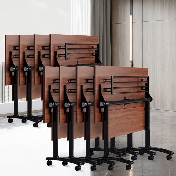Conference Table with Wheels Flip Top Mobile Training Table Heavy Duty Spliceable Meeting Table for Office
