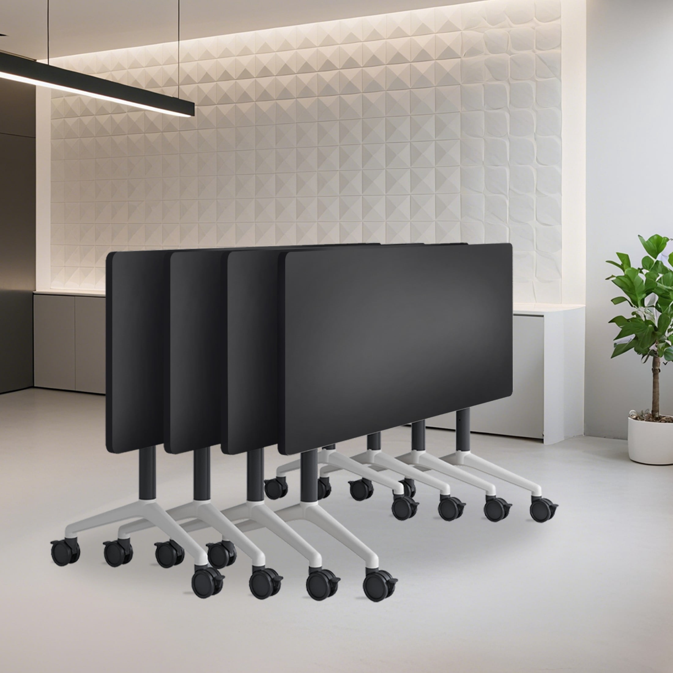 Conference Table with Wheels, Flip Top Rolling Training Table for ...